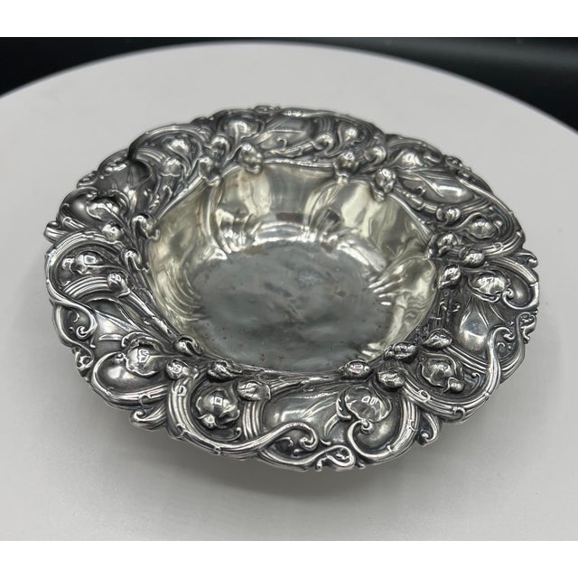Sterling Silver " Lilly of the Valley " Bon Bon Dish by Whiting Division For Sale - Image 4 of 12