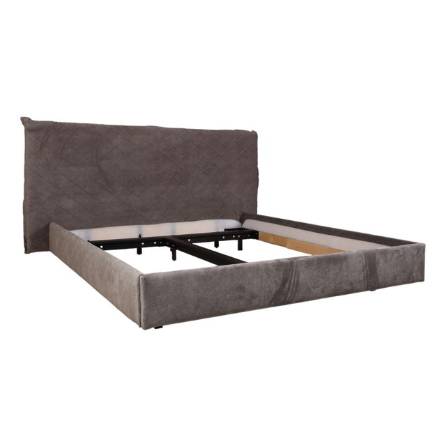 Vintage Grey Fabric Bed For Sale