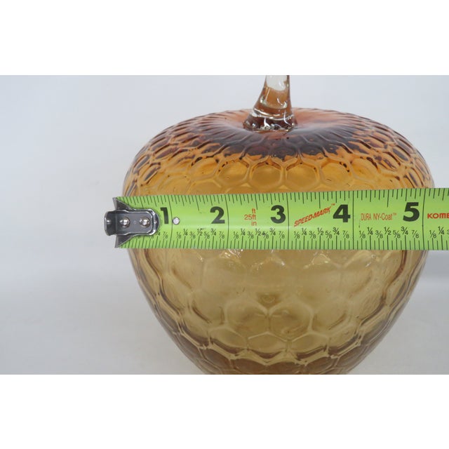 Amber Glass Apple Sculpture Large Mid Century Modern Honeycomb Pattern 5086b For Sale - Image 10 of 11