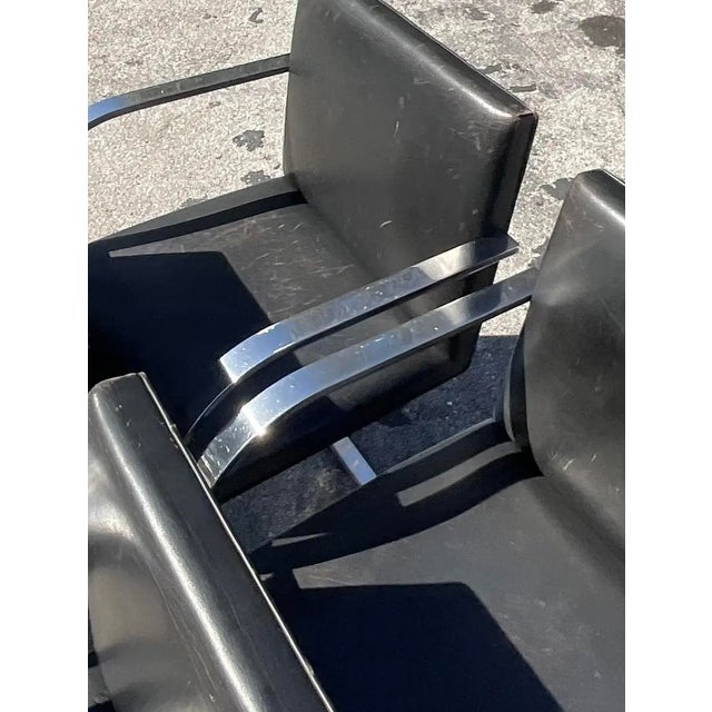 Vintage Boho Mies Van Der Rohe Brno Leather Dining Chairs - Set of 4 For Sale In West Palm - Image 6 of 12