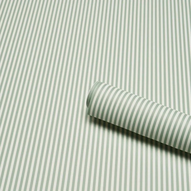Contemporary SAMPLE - Schumacher Emma Stripe Narrow Wallpaper In Aegean For Sale - Image 3 of 4