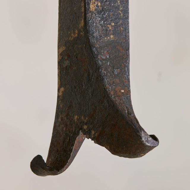 1960s 1960s French Brutalist Iron Two-Light Pendant For Sale - Image 5 of 7