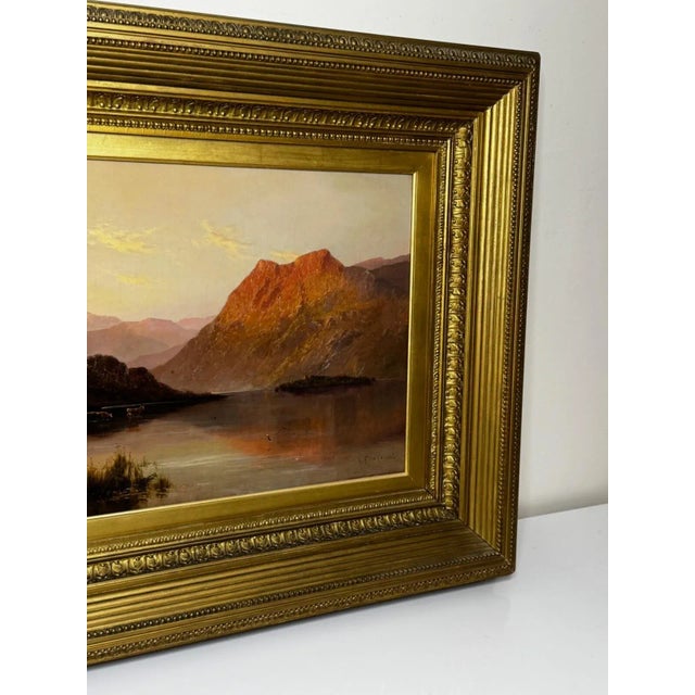 Sunset Over Lake Windermere – c.1920 Alfred Fontville De Breanski Jr Landscape Oil Painting For Sale - Image 10 of 12