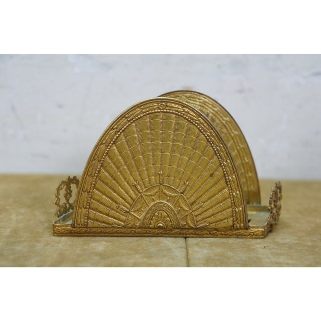 Antique French Art Deco Gilt Bronze Crystal Perfume Decanter Bottle Caddy Set 5" For Sale - Image 10 of 17
