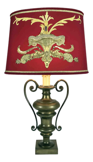 Bronze Living Room Lamp with Antique Embroidery, 1950s