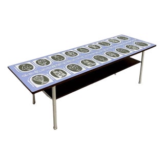 Mid-Century Coffee Table with Formica Top, Chrome Legs, & Shelf, 1960s For Sale