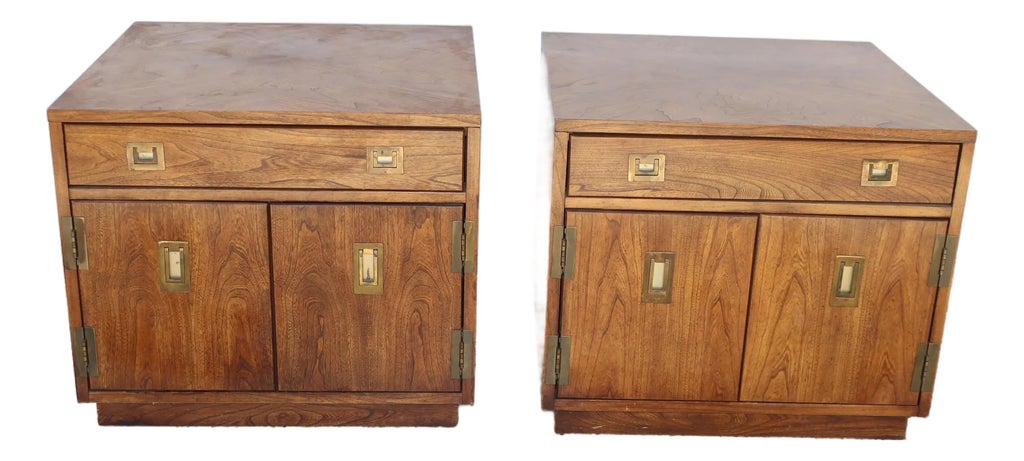 Pair of Vintage Campaign Style Nightstands / End Tables