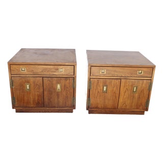 Pair of Vintage Campaign Style Nightstands / End Tables For Sale