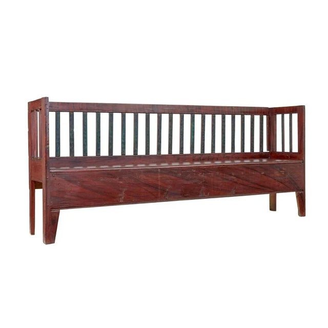 Mid 19th Century Rustic Swedish Painted Pine Bench For Sale - Image 9 of 9