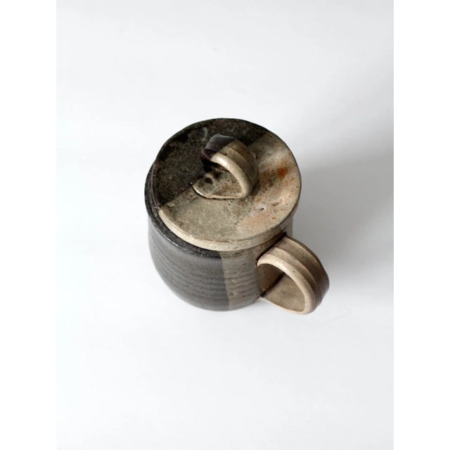 Cream Vintage Studio Pottery Mug With Lid For Sale - Image 8 of 12