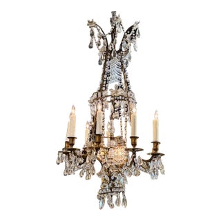 19th Century Italian Gilt Bronze and Crystal Chandelier For Sale