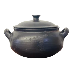 Vintage Redware Manganese Glaze Dutch Oven