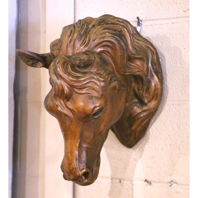 Late 19th Century 19th Century French Zinc Horse Head Trade Sign Wall Sculpture For Sale - Image 5 of 7