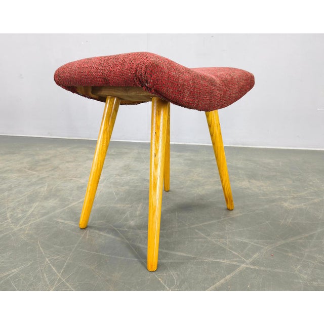 Mid-Century Modern Maple Stools with Upholstery, 1960s, Set of 2 For Sale - Image 9 of 11