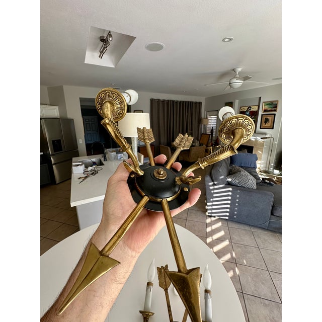Brass Pair French Empire Style Arrow Swan Wall Sconces For Sale - Image 8 of 15
