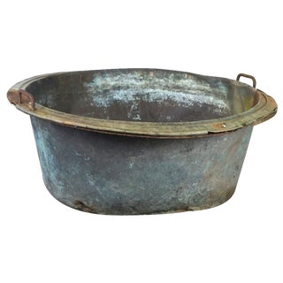 Large Antique Copper Kettle or Basin For Sale