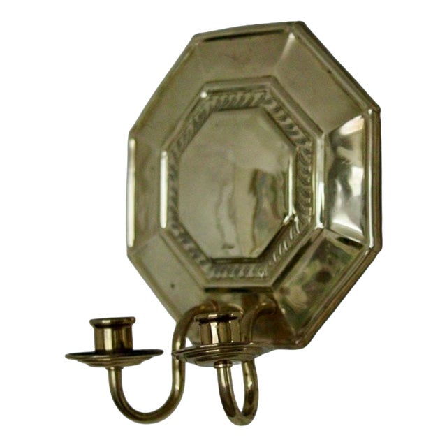 Mid-Century Swedish Octagonal Brass Double Arm Sconces, Set of 2 For Sale