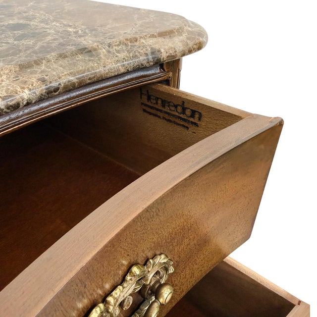 1980s Henredon Louis XV Style Serpentine Mahogany Commode With Marble Top & Ball and Claw Feet For Sale - Image 10 of 18