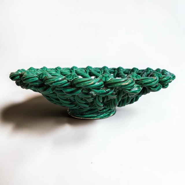 Vintage Woven Ceramic Basket, Vallauris, 1950s For Sale - Image 10 of 13
