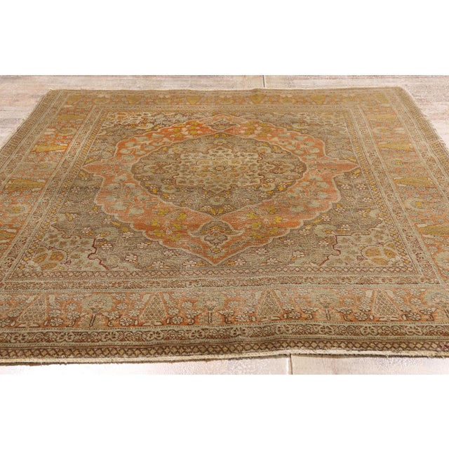 Antique Persian Tabriz Rug, 04'00 X 04'10 For Sale - Image 9 of 10