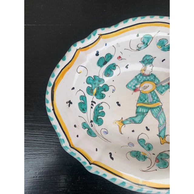 Vintage Grazia Deruta Hand-Painted Faience Lute Player Catchall For Sale - Image 9 of 11