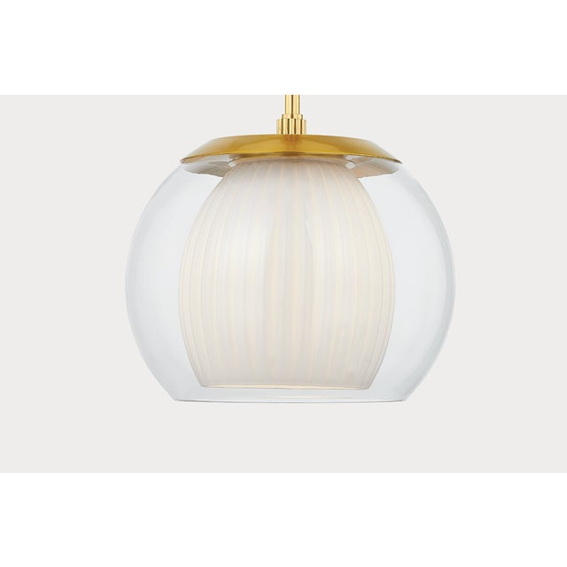 Hudson Valley Lighting Hudson Valley Lighting Clementon 17 in. 1 Light Pendant in Aged Brass Finish For Sale - Image 4 of 10