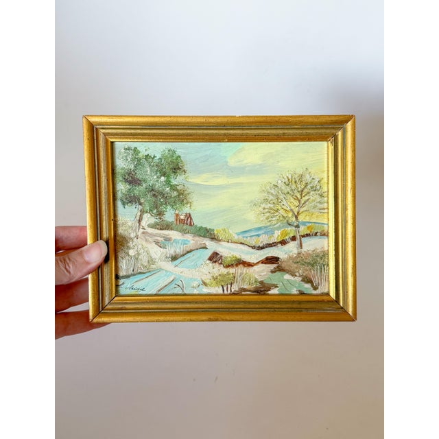 Mid 20th Century Vintage Small Landscape Oil Painting on Board, Signed Seidel, Framed For Sale - Image 9 of 9