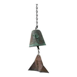 Vintage Paolo Soleri Arcosanti Cast Bronze Wind Bell and Chain For Sale