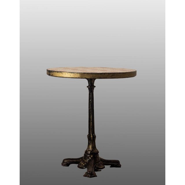 French Wrought Iron Bistro Guinguette Table with Faience Top, 1900s For Sale - Image 3 of 11
