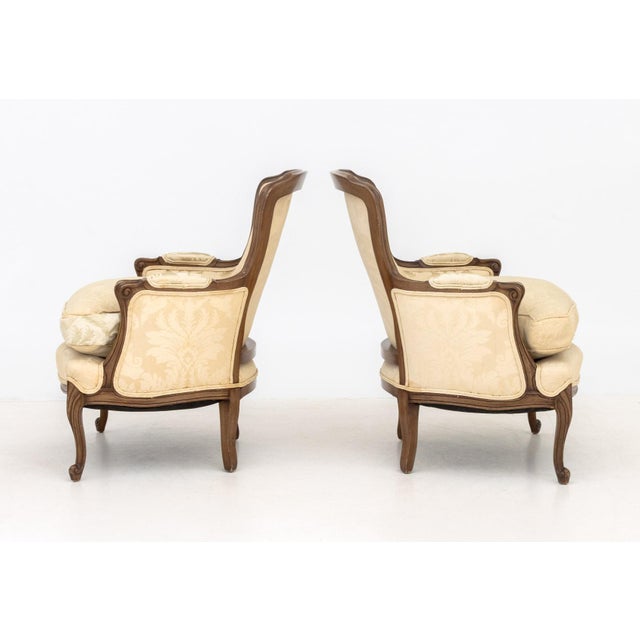 Louis XV Style Carved Wood Bergeres, Pair For Sale - Image 4 of 8