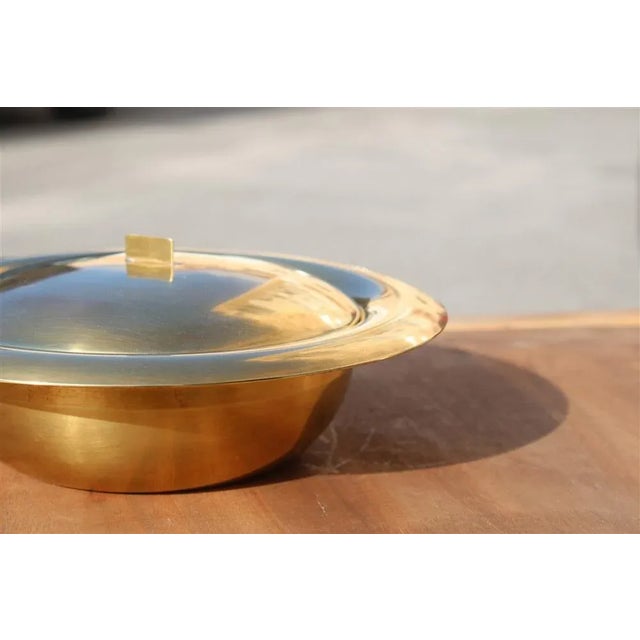 Circular Tobacco Box in Brass, Italy, 1950s For Sale - Image 10 of 11