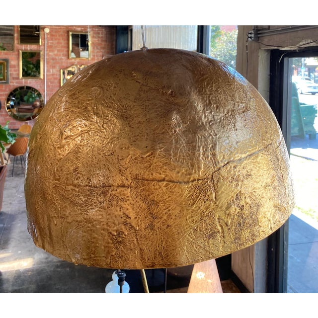Mid-Century Modern Vintage Italian Gold Leaf Resin Cupola Chandelier For Sale - Image 3 of 7
