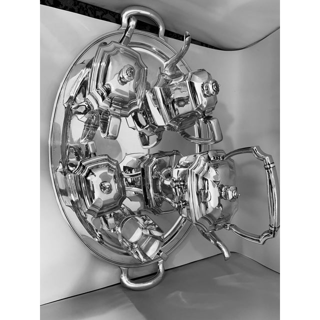 Mid 20th Century Six-Piece Tiffany & Co. Sterling Silver Kettle on Cradle W Serving Tray 7.3 Kg For Sale - Image 17 of 18
