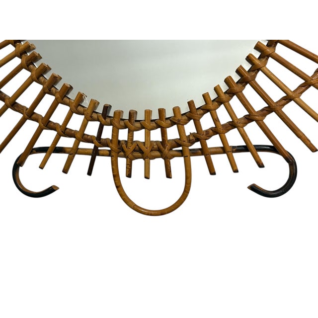Vintage Rattan Sun Mirror, 1950s For Sale - Image 4 of 8