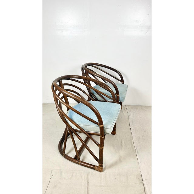 Vintage Round Bent Rattan Chairs- A Pair For Sale - Image 9 of 12
