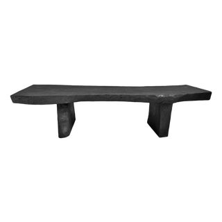 Organic Modern Black Natural Edge Slab Bench/Coffee Table For Sale