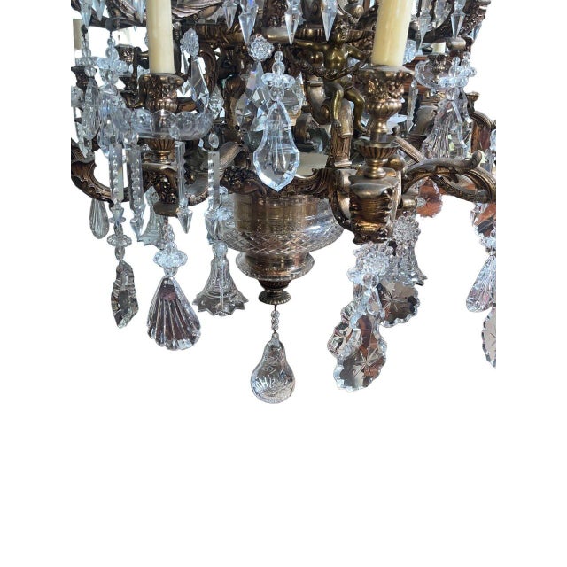 Bronze Monumental 19th Century French Solid Bronze Chandelier With Baccarat Glass For Sale - Image 8 of 8
