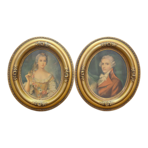 Vintage French Oval Portraits Sophie & Louis Dauphin of France 18" - Set of 2
