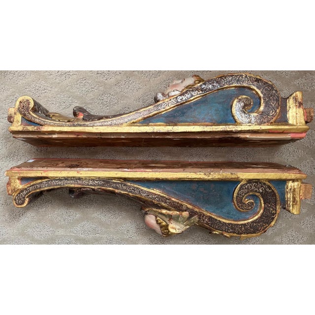 French Exceptional Pair of Carved Giltwood Pilasters, 18th Century For Sale - Image 3 of 12