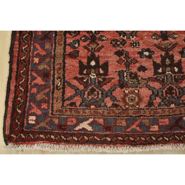 Hamedan Runner 3’6” X 9’7” Red Wool Vintage Tribal Hand-Knotted Oriental Rug For Sale - Image 11 of 14