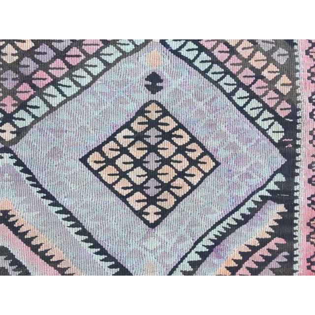 Wood Vintage Turkish Shabby Wool Kilim Rug For Sale - Image 7 of 12