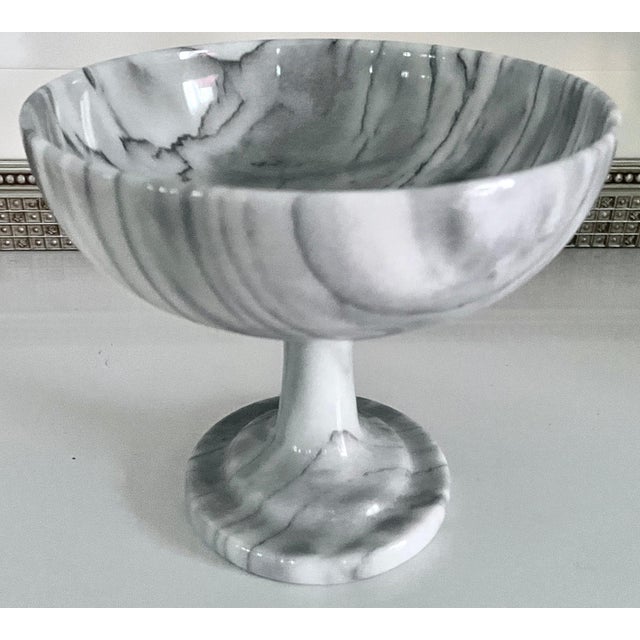 Carrara Marble Footed Open Bowl or Centerpiece For Sale - Image 4 of 6