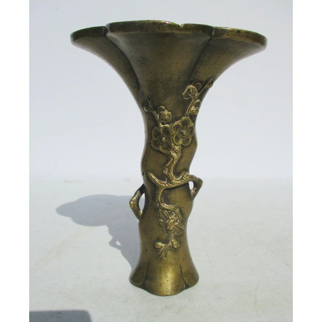 Metal Antique Japanese Bronze Flower Vase Miniature For Sale - Image 7 of 10