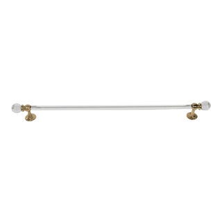 Traditional Large Glass Towel Bar With Brass Brackets For Sale