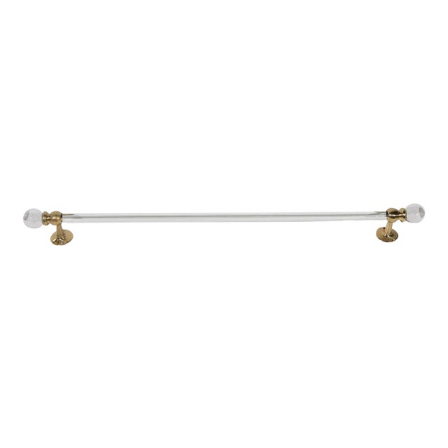Traditional Large Glass Towel Bar With Brass Brackets For Sale