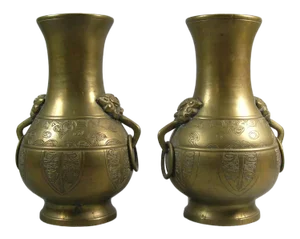 Early 20th Century Chinese Archaistic Bronze Hu Vases - a Pair