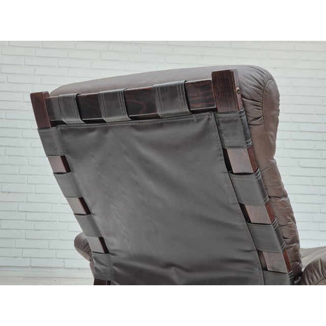 Vintage Scandinavian Lounge Chair in Leather and Bentwood, 1970s For Sale - Image 18 of 18