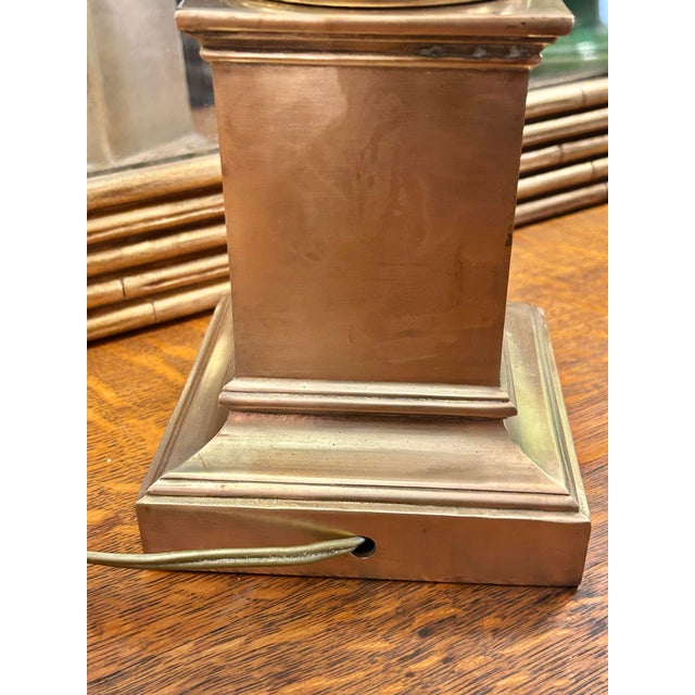 Mid-Century Italian Neoclassical Emerald Glass Urn Lamps, Likely Empoli Glass, Circa 1955-1965 - A Pair For Sale - Image 9 of 12