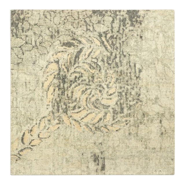 Rug & Kilim’s Moroccan Custom Rug With Geometric Design in Gold & White For Sale