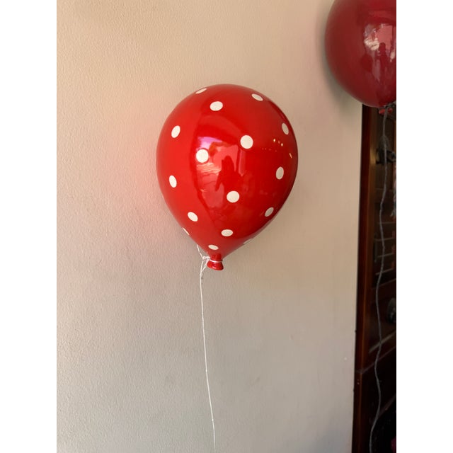 Ceramic Wall Balloon Sculpture - Red Polka Dot For Sale In New York - Image 6 of 10